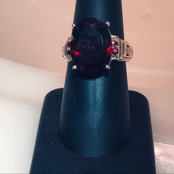 💕Stunning Gems en Vogue Garnet925/18K Garnet Ring - Picture 11 of 16